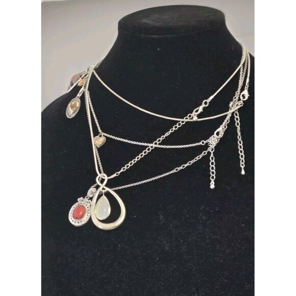 Unbranded Fashion costume Silver-tone Pendant Chain Necklace Lot Of 4 - Picture 4 of 7